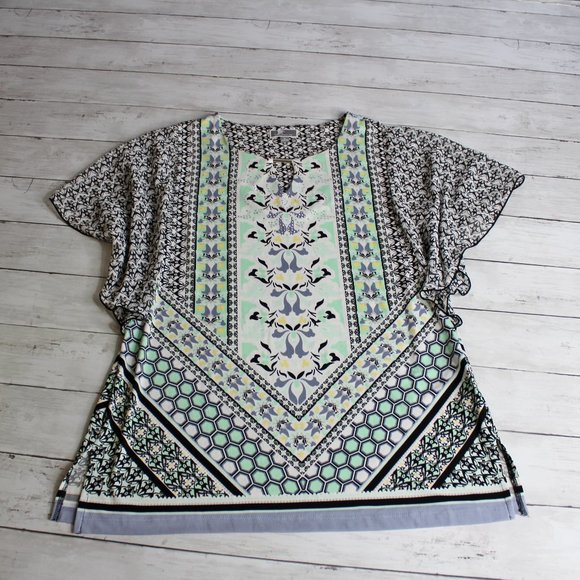 JM Collection Women's Tunic Top Size S Embellished Floral Blouse - Picture 1 of 6